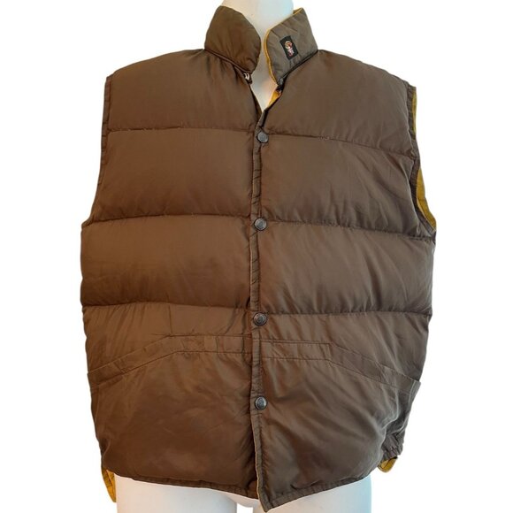 Vtg Hansa Branta By Stearns Vest Mens Large Brown Goose Down Reversible Vest - Picture 1 of 6
